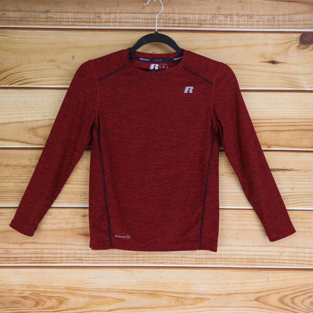 Russell Active T-shirt‎ Boys Size M red Heathered Polyester Blend Dri-Power 360